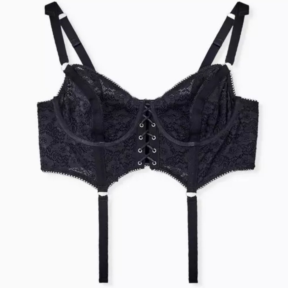 Torrid Black Lace Longline Underwire Bralette Women's Plus Size 3X